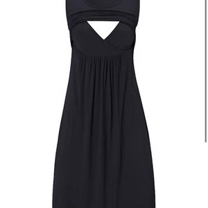 Black Nursing Maternity Midi Tank Dress